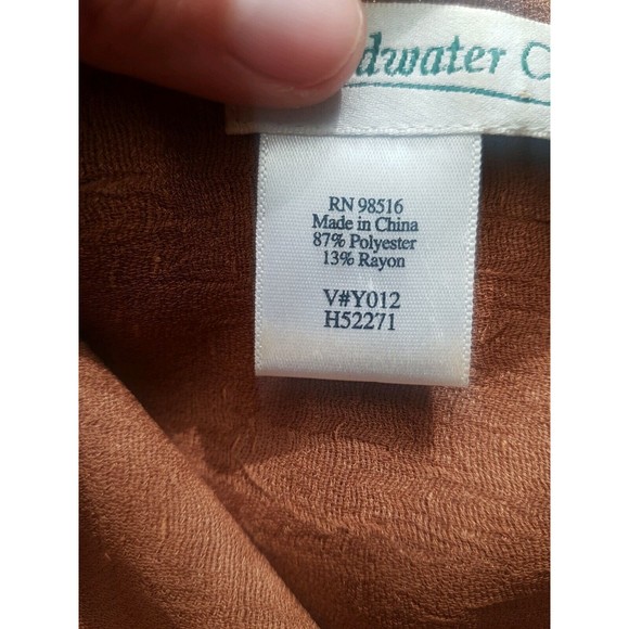 Coldwater Creek Blouse Size Medium Top Brown long Sleeve button down texture - Picture 7 of 12